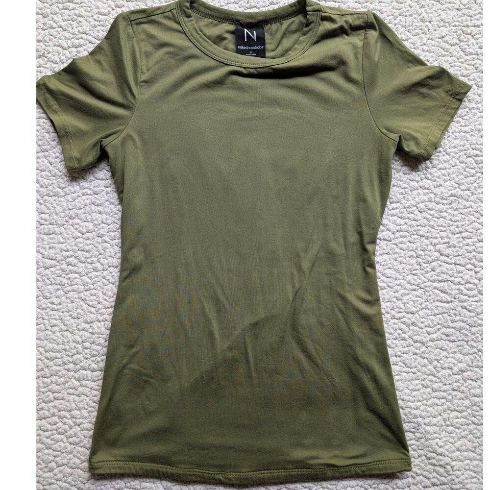 Naked Wardrobe Smooth Short Sleeve Top Army Green Medium